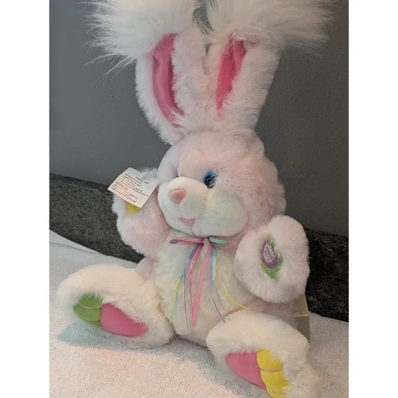 Vintage DanDee Tickle Wiggle Plush Easter Hoppy Bunny Lights That Tickles Pastel - Picture 8 of 17